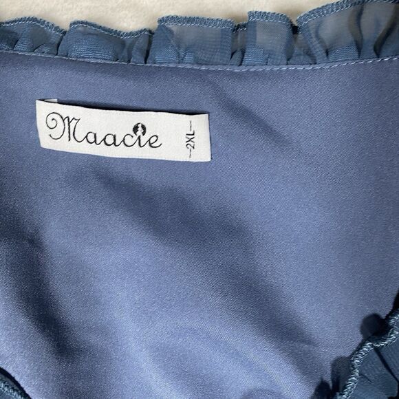 Maacie Women's 2XL Babydoll Top Sheer Long Sleeve Swiss Dots CottageCore Peasant - Picture 3 of 7